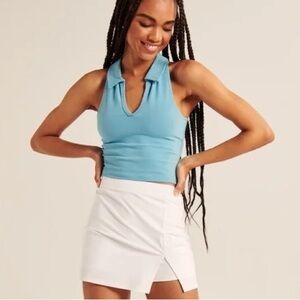 Abercrombie Sleeveless Cropped Polo - Blue